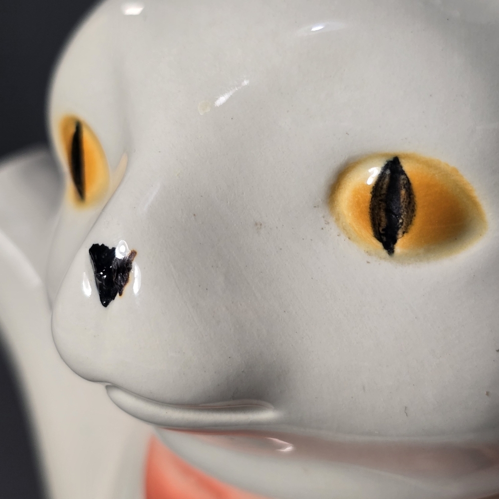Goebel White Cat With Pink Collar Bow Teapot W. Germany, - Picture 7 of 14